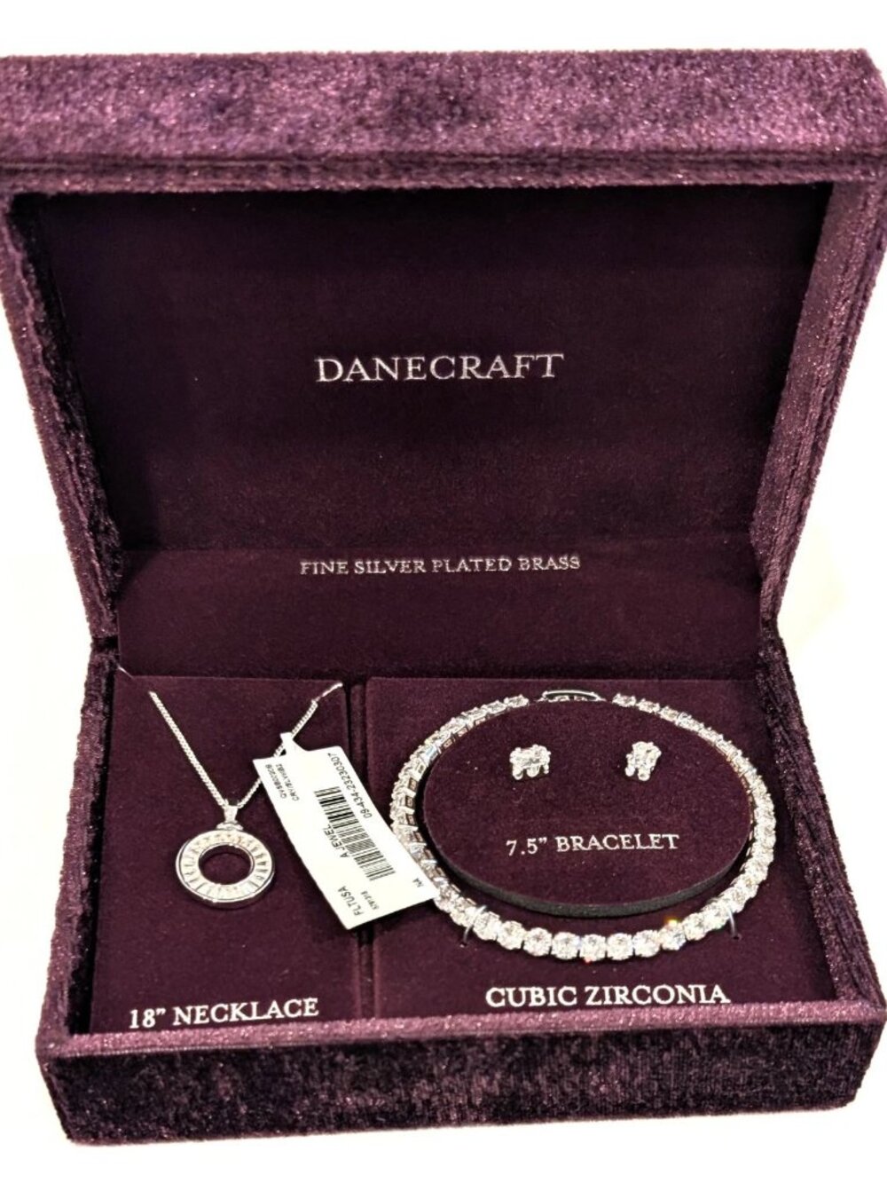 Danecraft Silver Plated Cubic Zirconia 3-Piece Jewelry Set | Boxed Gift NIB